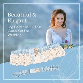 Sexy Wedding Garter with Satin Like Blue Band and Elastic to Stay Snug on your Thigh, Blue Toss Garter Set for Bridalwear (Extra Large)