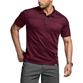 CQR Men's Polo Shirts, Tactical Short Sleeve Golf Performance Shirts, Lightweight Dry Fit UPF 50+ Pique, Commander Burgundy, X-Large