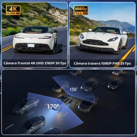 Dashcam para Auto, 1080P HD Cámara Carro Delantera Trasera, 3'' Dash CAM con Visión Nocturna y WiFi GPS, Monitoreo de Estacionamiento, Control App, Grabación en Bucle, Sensor G, 32GB (Estándar)