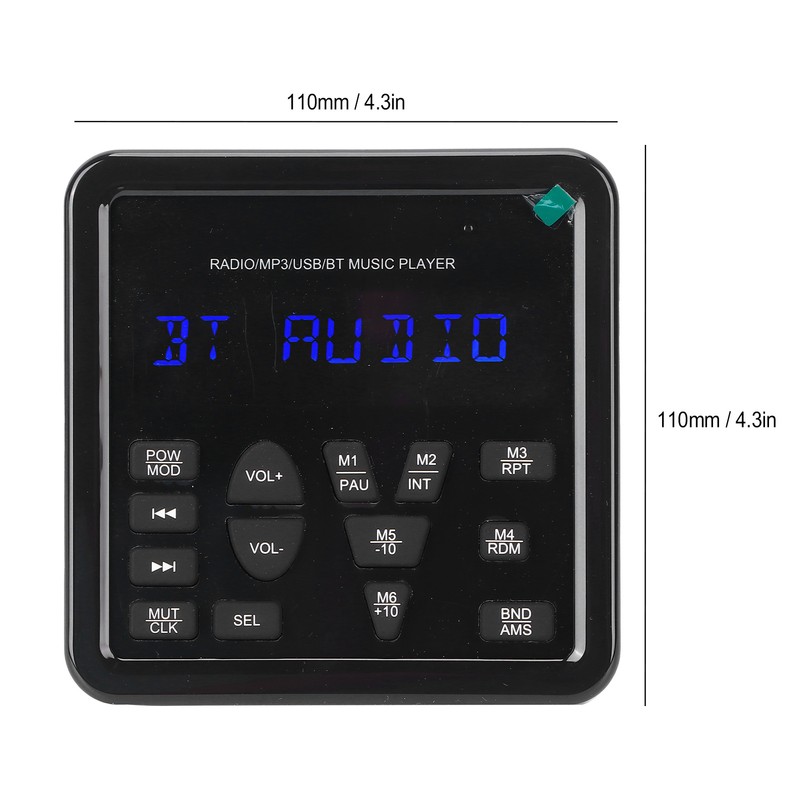 Digital Player USB Bluetooth Waterproof Multifunctional for Automobile Yacht Saloon