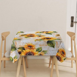 XYSCSJ Sunflower Tablecloth 60x60 Inch Square Rustic Orange Floral Yellow Country Tablecloths Polyester Table Cloth for Holiday Parties Kitchen Dining Indoor Outdoor