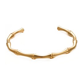 vissen Bamboo Bracelets Stainless Steel Gold Cuff Bracelet For Women Gold Plated Jewelry Cuff Bangle