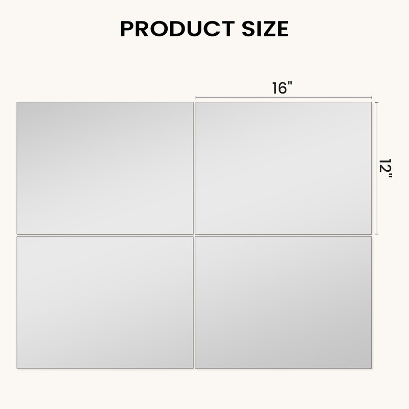 VASUHOME Large Mirror Tiles 16"x12" (4 Pack), Full Length Wall