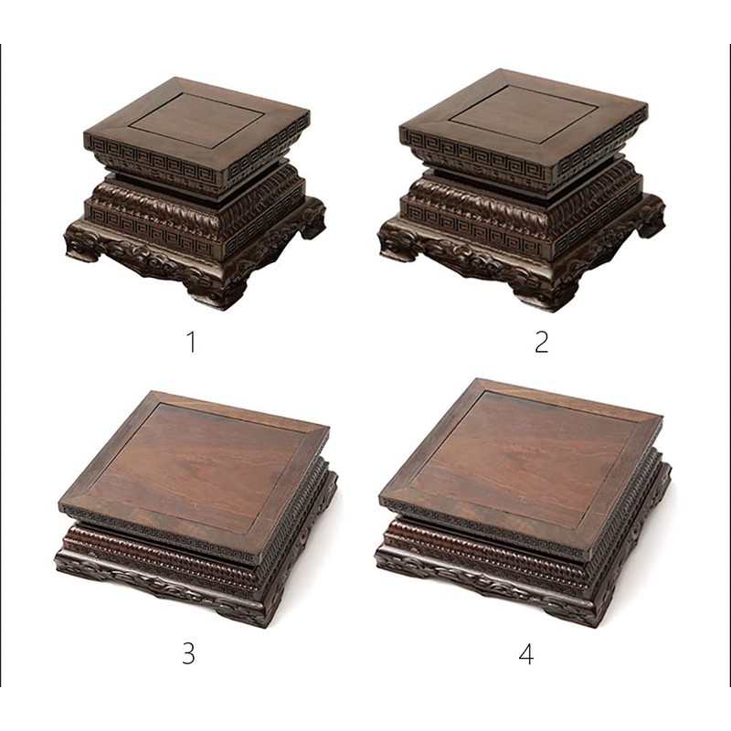 GOLDY&WENDY Square Ebony Wood Base Solid Wood Buddha Statue Ornament