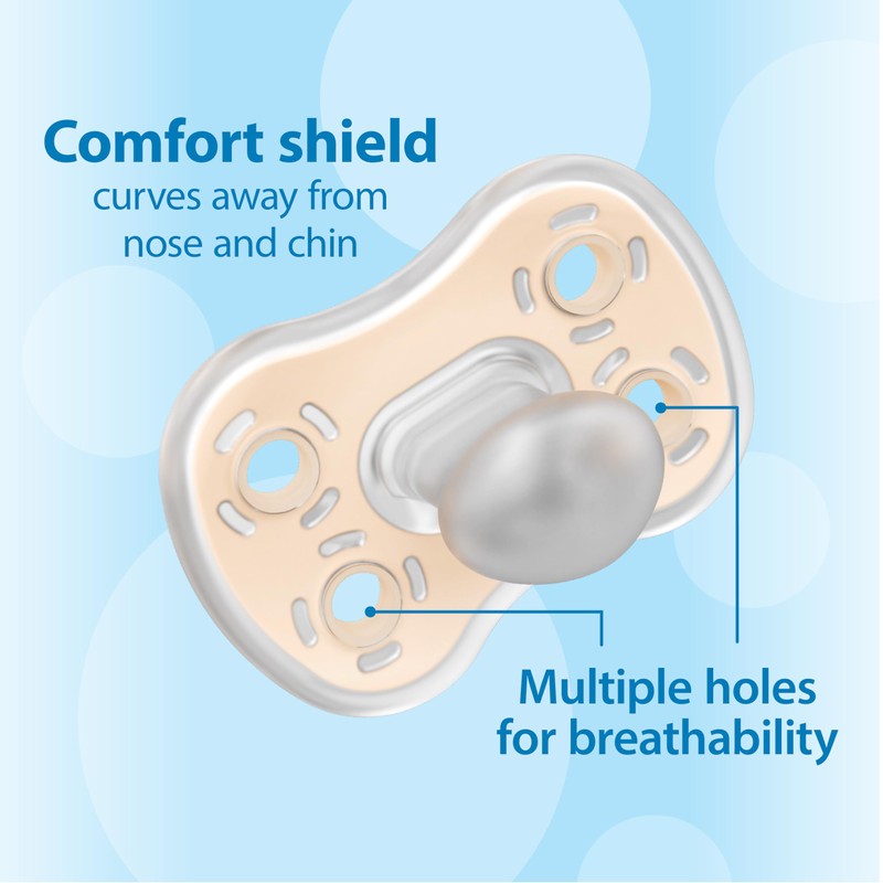 Dr. Brown's Advantage One-Piece Silicone Baby Pacifier, Fully Symmetrical Soother,