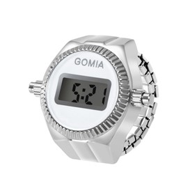 Oidea Mens Womens Finger Watch Ring: Unisex Digital Elastic Strap Ring Watches for Valentine's Day Christmas Birthday Graduation, White Dial Silver Band