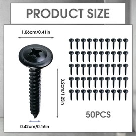 50 Pcs Wafer Head Self-Tapping Screws, 4.2x 32mm Phillips Round Mushroom Head Self Tapping Screws Black Self Tapping Screws Metal Black Carbon Steel Truss Head Self for Wood Metal Plastic DIY Repair