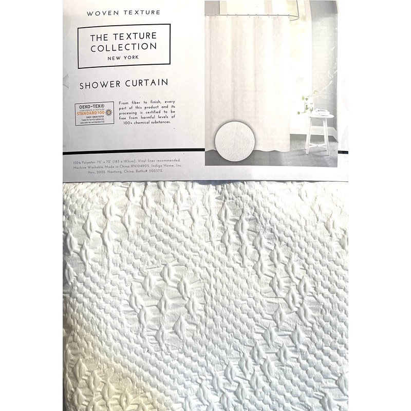 The Texture Collection Fabric Shower Curtain Solid White, with a