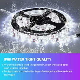 LED Awning Lights for RV, Waterproof Camper Awning Lights for Travel Trailers Motorhome, 20' RV LED Lights Exterior RV Awning Strip Lights for Lighting Up Camp Area, 12v DC, RGB Multicolor