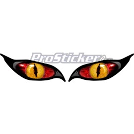 ProSticker 9002 (One Set) 3" x 7" Yellow Red Evil Eye Decal Sticker