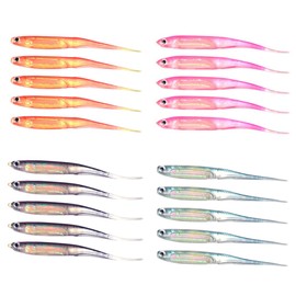 20 Pieces Fishing Lures Soft Plastic Swimbaits Dropshot Lures Saltwater Freshwater Pike Fishing Lures Bass Trout Realistic Bait 4 Colors