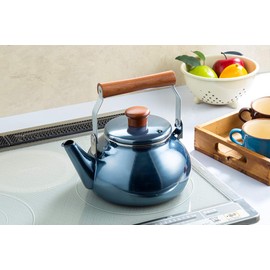 Takagi Metal Kettle ONB-2.3 KT Induction Compatible, Enamel, 0.7 gal (2.3 L), Onyx Blue