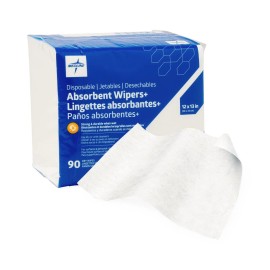 Medline Absorbent Wipers+ Dry Wipes, 12" X 13", Bag of 90