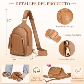 IGOLUMON Bolsas de Mujer Crossbody,Crossbody Mujer PU Impermeable,Riñonera Mujer Antirrobo,Bandolera Mujer,Pequeño, Casual, Riñonera,Bolso de Pecho,Marrón
