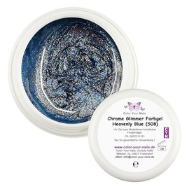 Premium Sparklinggele- Metallische Highlights für glamouröse Nageldesigns, 17 Brillante Farben für die Fingernägel (Heavenly Blue (S08), 5g)