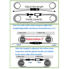 Coosin Baby Safety LocksHandles Child Safety Locks Simple Installation Home Safety Strap Locks Fit Closed Handle Cabinetsoven Double Open The Door Refrigerator Kitchen Door ECT. (8 Pack Black)