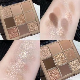 Nude Gold Eyeshadow Palette, Matte Shimmer Glitter Eye Shadow Makeup Palettes, Naked Neutral Brown Eyeshadow Makeup Pallet For Women, Highly Pigmented Long Lasting Blendable Cool Toned Eyeshadow