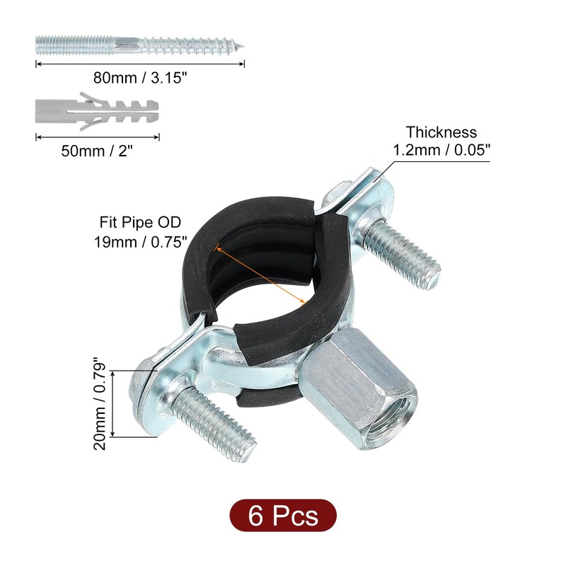 QUARKZMAN Pipe Clamps Stainless Steel 3/4 Inch (19 mm) Inner