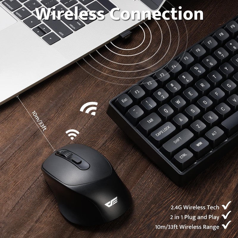 darkFlash Wireless Mechanical Keyboard and Mouse for Office, 106 Keys
