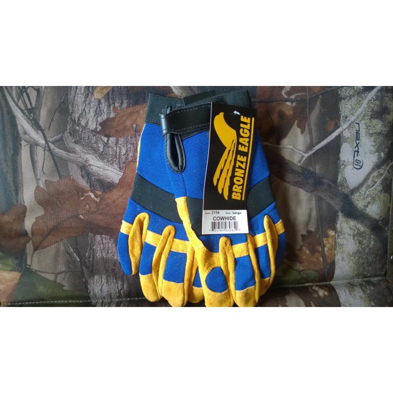 Majestic Bronze Eagle mechanics style cowhide gloves leather work riding