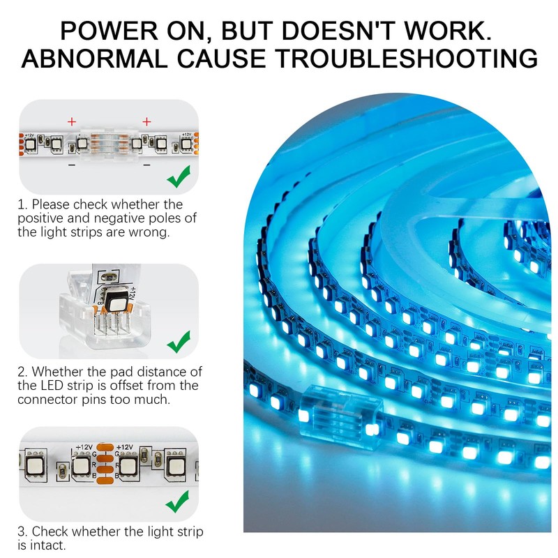 RGBZONE 10Pcs 8mm 4 Pin LED Connectors, Strip to Strip