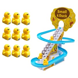 Electric Duck Stairs Climbing Toy Railway Vehicle Toys Children Roller Coaster Toy with Music Children Educational Toy