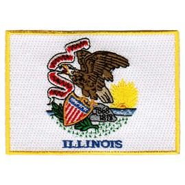 Illinois State Flag Embroidered Patch Iron-On IL Emblem White