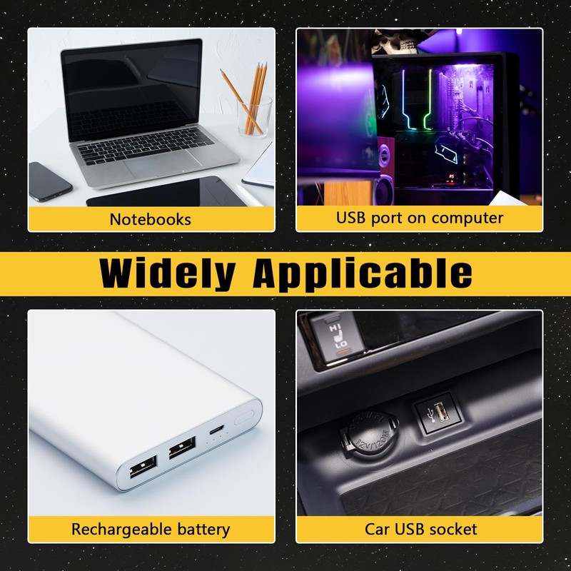 Wuyaoyao 4PCS USB LED Car Interior Atmosphere Lamp, Plug-in USB