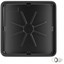 30x32inch Washing Machine Drain Pan, with Raised Edge, Features a Heavy Durable Plastic, Floor Protector - Protects Floors from Leaksf, with 1" Drain Fittings, Black