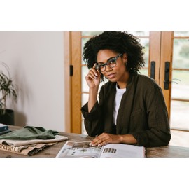 Peepers by PeeperSpecs Women's Orchid Island Cat Eye Blue Light Blocking Reading Glasses, Green/Leopard Floral, 49 + 0