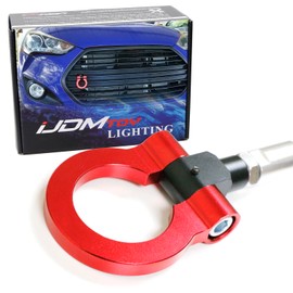 iJDMTOY KDM Sports Red Track Racing Style Tow Hook Ring Compatible with 2011-2018 Hyundai Veloster Front Bumper, Made of Lightweight Aluminum