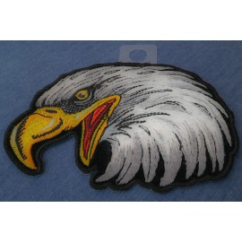 Ivamis Eagle Head Left facing Iron on Biker Patch - 4.15x3 inch - P6816