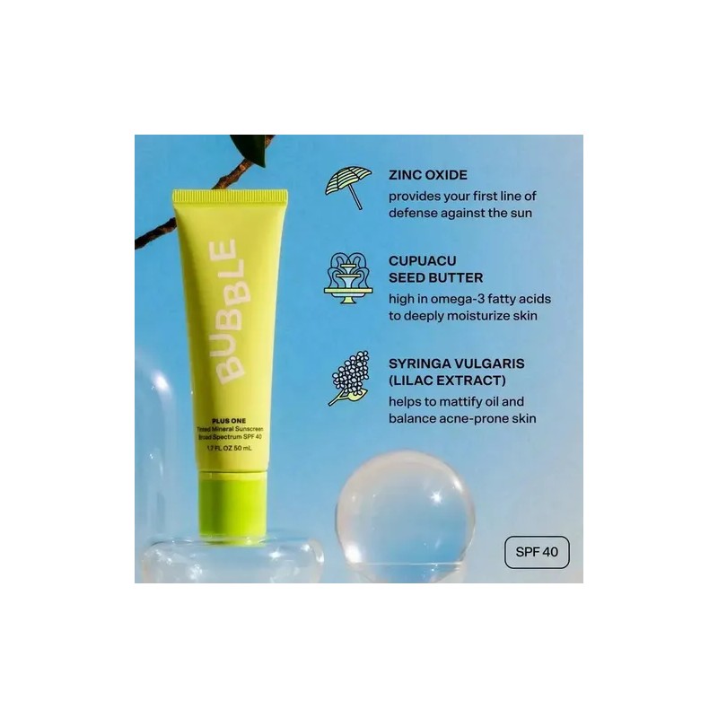 Protector solar Bubble Plus One Tinted Mineral Sunscreen 40FPS en