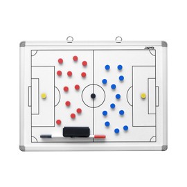 JAYO 18" x 24" Portable Soccer Tactic Board Double Sided Tactics White Board with Soccer Full Pitch on The Front Side Half Pitch on The Back Side Coaching Equipment Deluxe Carrying Bag Included