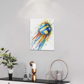 Banksy Volleyball Wall Art Sport Street Graffiti Pictures Colorful Volleyball Sports Wall Decor Canvas Print Painting Artwork for Gym Bedroom Living Room 12"x16"