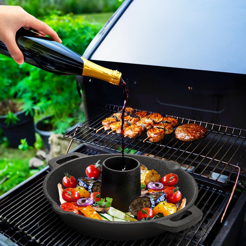 Acshio Cast Iron Chicken Roaster, Beer Can Chicken Holder Turkey