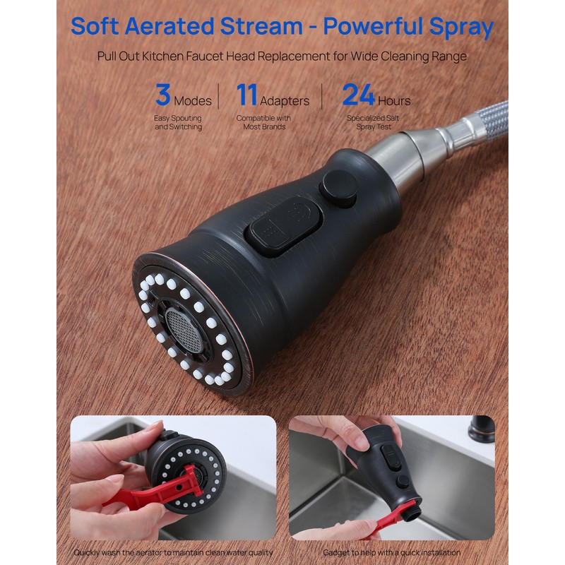 J-HVA Oil Rubbed Bronze Pull Down Kitchen Faucet Head Replacement