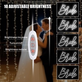 Edussy 37.39 * 9.45Inch Large Bride to Be Neon Sign for Backdrop Wall Decor with Dimmer Switch, Warm White 12V Reusable Neon Light Sign for Bridal Shower Bachelorette Engagement Party