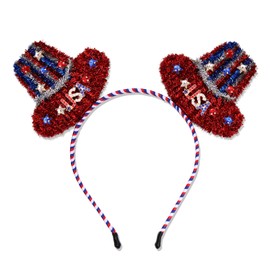 MOLOCH 4th of July Headband USA Top Hat Headbands for Women Red White Blue Patriotic Hairband Independence Day Hair Accessories