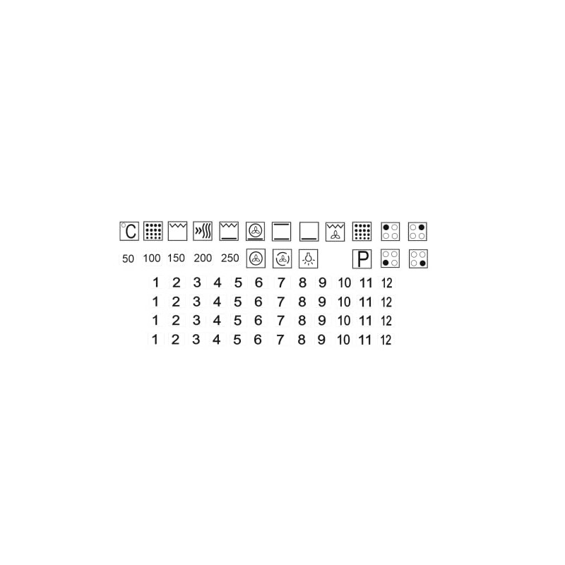 Cooker Symbol Sticker Set for Cooker Labelling (RPt1/1) (9 mm)