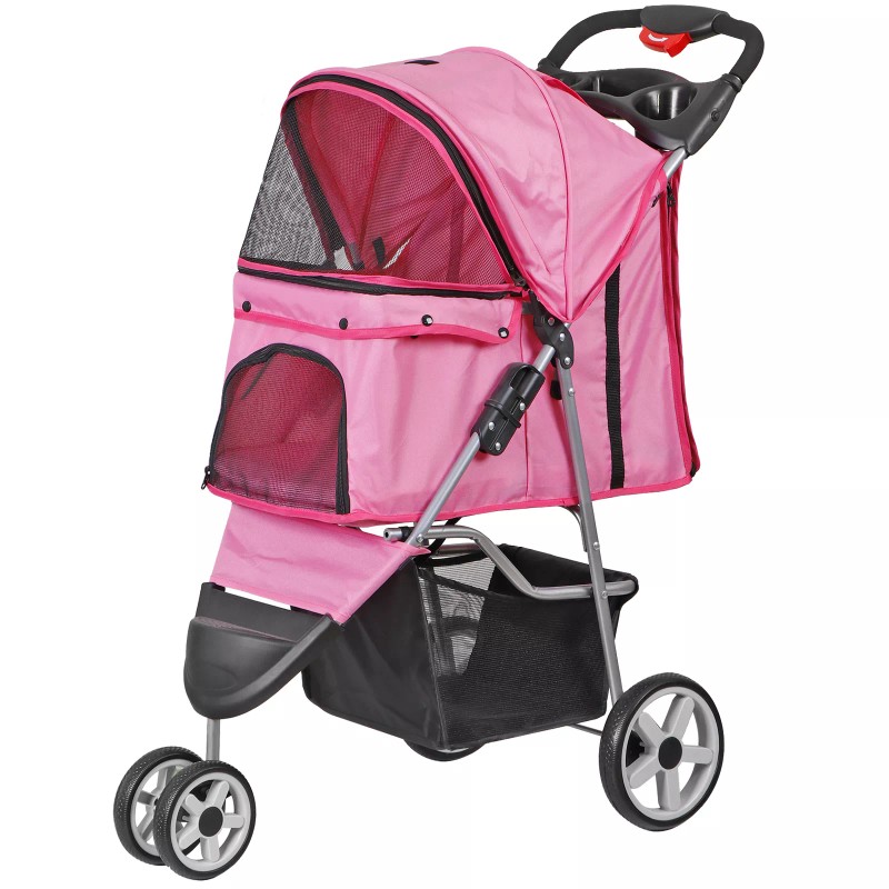 SEGAWE 3-Wheels Foldable Pet Stroller Dog Cat Carrier Trolley Cart