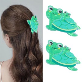 Turtle Hair Claw Clips - 2Pcs Cellulose Acetate Hair Clips, Big Claw Clips for Women