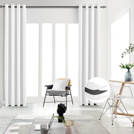 JSFLY Blackout Curtains for Bedroom Thermal Insulated Light Blocking Room Darkening Curtains Solid Grommet Window Drapes for Living Room, Set of 2 Curtain Panels 42 W x 54 L inch Long Ash White