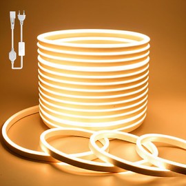 BAGZY Neon LED Strip 2 m Outdoor Use, Neon Waterproof Strip 230 V Outdoor 120 LED/M Flexible DIY Light Strip for Indoor Christmas Party Outdoor Use with Power Supply and Controller (Yellow, 2 Metres)