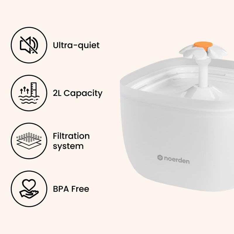 Noerden Pawquench Pet Water Fountain, Ultra Quiet, 2L Capacity