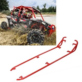 Rock Sliders Compatible with Polaris RZR XP4 1000/4 Turbo (2014-2023) - Heavy Duty Side Steps and Tree Kickers for Enhanced Protection (red)