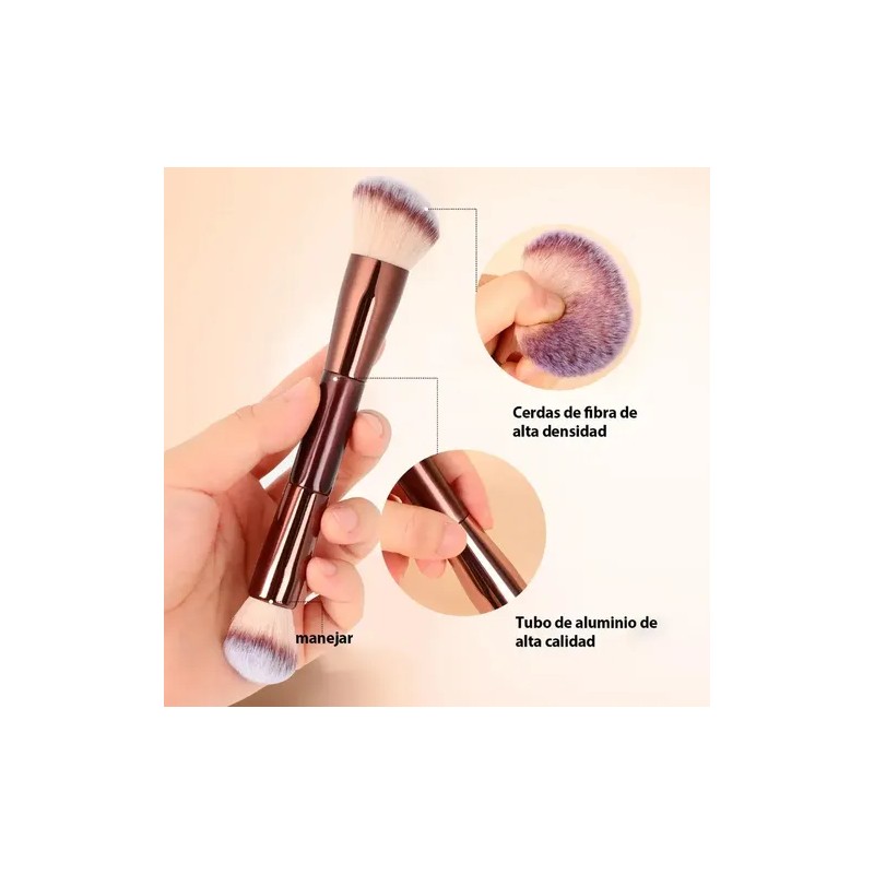 Set 7 Brochas Maquillaje Profesional Alto Nivel Marrón