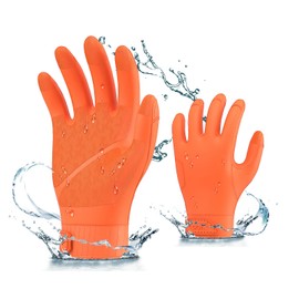Vgo... 1 Pair Chemical Resistant Work Gloves,Starﬁsh-Gen Seamless Gription Gloves,Anti-slip for Food Processing,Fish processing,Chemical industry,infused with Aromas(XL,Orange,TP1147)