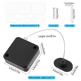 6Pcs Remote Control Tether Cord and Holder 6.5 Ft Retractable Security Cable Lock with Double Sided Adhesive and Screws, Adjustable Cable Leash Length Rope Lanyard Lock for TV Tablets Showroom