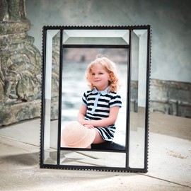 Beveled Glass Picture Frame Easel Back 4x6 Photo Frame Wedding Anniversary Engagement Graduation Gift Home Decor Clear J Devlin Pic 354-46HV (4x6)